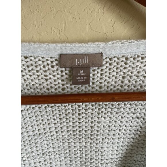 J. Jill Size Medium Relaxed Light Blue Open Knit Pullover Cotton Blend Sweater B - Picture 4 of 8